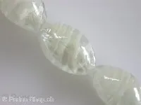 Glassbeads with decoration, oval, crystal, ±24mm, 2 pc.
