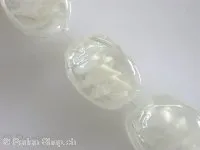 Glassbeads with decoration, nuggets, crystal, ±17mm, 2 pc.