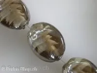 Glassbeads with decoration, nuggets, grey, ±17mm, 2 pc.