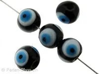 perle ronde Eye, Couleur: noir, Taille: ±12mm, Quantite: 5 pcs.