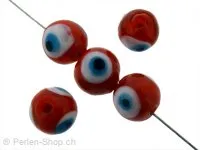Glas Kugel Eye, Farbe: rot, Grösse: ±12mm, Menge: 5 Stk.