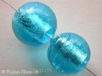 Silver Foil Round, turquoise, ±18mm, 2 pc.