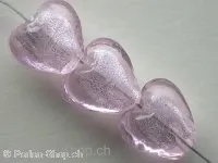 Silver Foil Heart, rose, ±12mm, 5 pc.