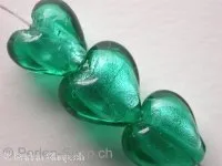 Silver Foil Heart, turquoise, ±12mm, 5 pc.