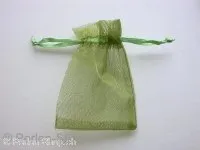 Gift bag (Organza), silk, green, ±7x9cm, 1 pc.