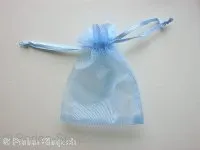 Gift bag (Organza), silk, light blue, ±7x9cm, 1 pc.
