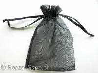 Gift bag (Organza), silk, black, 9x12cm, 1 pc.