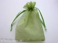 Gift bag (Organza), silk, green, ±9x12cm, 1 pc.