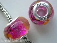 Troll-Beads Style Glassbeads, pink, ±10x14mm, 1 pc.