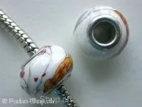 Troll-Beads Style Keramikperlen, weiss, ±9x14mm, 1 Stk.
