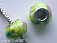Troll-Beads Style Keramikperlen, grün, ±9x14mm, 1 Stk.