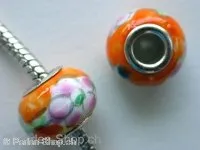 Troll-Beads Style Keramikperlen, orange, ±9x14mm, 1 Stk.