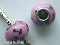 Troll-Beads Style Ceramic-Beads, pink, ±9x14mm, 1 pc.