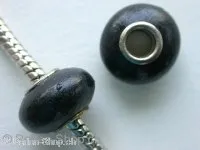 Troll-Beads Style Wooden-Beads, black, ±9x14mm, 1 pc.