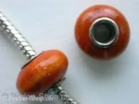 Troll-Beads Style Wooden-Beads, red brown, ±9x14mm, 1 pc.