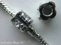 Troll-Beads Style, metal cub with 4 rhinestone, ±9x9mm, 1 pc.