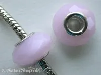 Troll-Beads Style Facette-Glasperlen, pink, ±9x14mm, 1 Stk.
