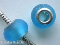 Troll-Beads Style Glasperlen matt, türkis, ±10x14mm, 1 Stk.