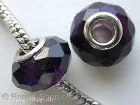 Troll-Beads Style Facette-Glasperlen, violett, ±9x14mm, 1 Stk.