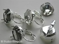 Earclips for swarovski cabochon 4470, 12mm, silverplating, 2 pc.
