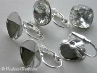 Earclips with decoration for swarovski cabochon 4470, 12mm, silverplating, 2 pc.