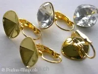 Earclips with decoration for swarovski cabochon 4470, 12mm, goldplating, 2 pc.