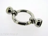 Lobsterring Clasps with end Closure f ±7mm cord, ±26mm, platinum color, 1 pc.