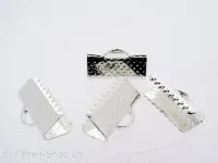 Clip to squeeze, with loop, for laces, ±13x7mm, silver color, 2 pc.