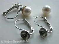Earclips with pin, 8mm, platinum color, 2 pc.