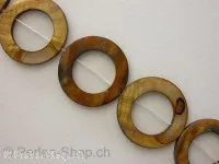 Shell flate round, brown, ±35mm, string ±11 pc.