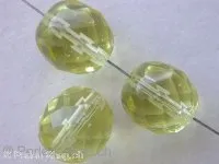 Facet-Polished Glassbeads, yellow, 12mm, 10 pc.