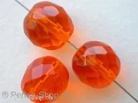 Facet-Polished Glassbeads, orange, 12mm, 10 pc.