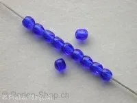 Facette-Geschliffen Glasperlen, blau, 3mm, 100 Stk.