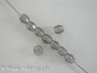 Facet-Polished Glassbeads, grey cracked, 4mm, 100 pc.