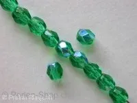Facet-Polished Glassbeads green AB, 4mm, 100 pc.