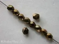 Facet-Polished Glassbeads, gold metalic, 4mm, 100 pc.