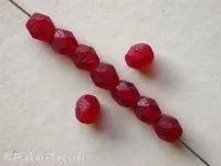 Facet-Polished Glassbeads, red frosted, 4mm, 100 pc.
