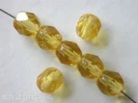 Facette-Geschliffen Glasperlen, gold, 6mm, 50 Stk.