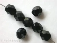 Facet-Polished glassbeads, Color: black, Size: ±5mm, Qty: ±50 pc.
