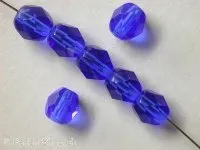 Facette-Geschliffen Glasperlen, blau, 6mm, 50 Stk.