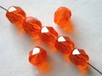 Perles de verre à facettes, Couleur: orange, Taille: ±5mm, Quantite: ±50 piece