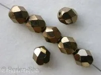 Facet-Polished Glassbeads, gold metalic, 6mm, 50 pc.