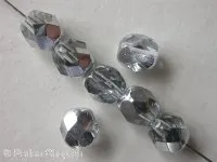 Facet-Polished Glassbeads, silver, 8mm, 20 pc.