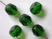 Facet-Polished Glassbeads, green, 8mm, 20 pc.