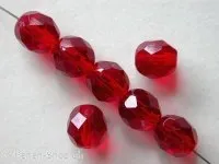 Facet-Polished Glassbeads, red, 8mm, 20 pc.