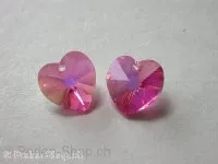 Swarovski pendant heart, 6202/6228, 10.3x10mm, rose AB, 1 pc.