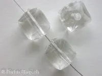 Facet-Polished Plastic Beads, cube, 17x15mm, crystal, 2 pc.