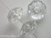 Facette-Geschliffen Acryl-Kugeln, rondell, 15x22mm, kristall, 2 Stk.