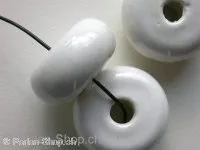 Ceramic Beads, donut, ±15x30mm, white 1 pc.