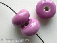 Keramikperlen, donut, ±13x22mm, violett 1 Stk.